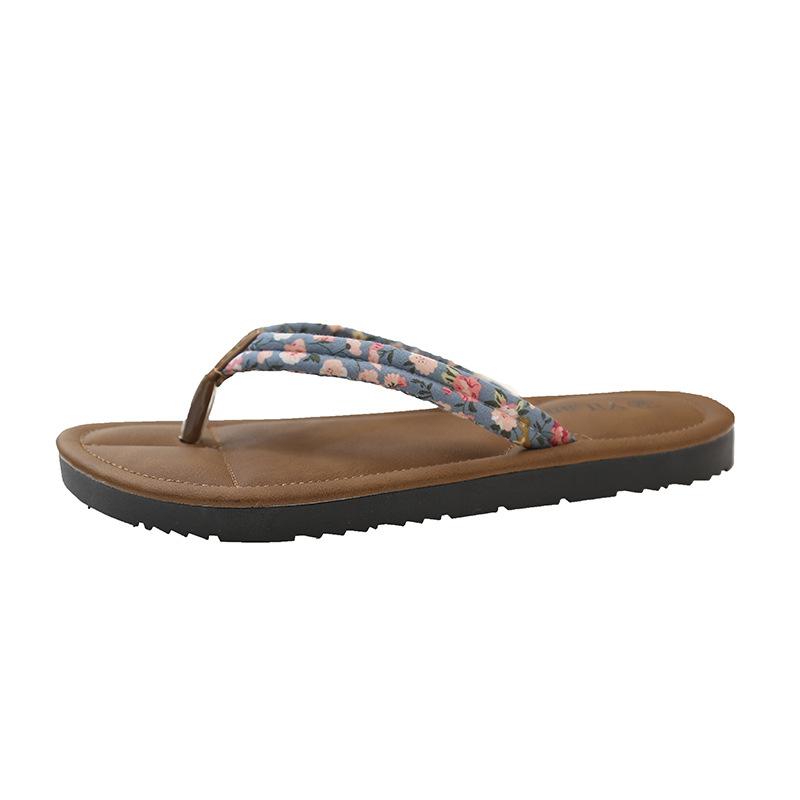 

Внешнеторговые шлепанцы на плоской подошве для женской уличной обуви 2025 лето новые больших размеров модные цветочные шлепки пляжная обувь 40