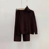 Korean Casual Knit Sweater & Wide-Leg Pants Two-Piece Set for Women