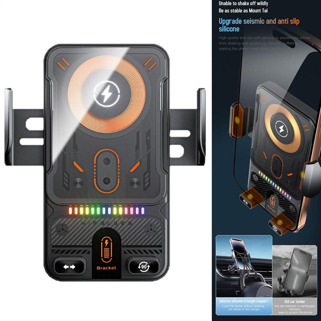 Wireless Phone Charger For Car 15W Fast Charging Navigation Bracket Auto Clamping Truck Cradle For Music Control Video Streaming