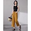 Demana Women's 100% Linen Straight-Leg Cropped Casual Pants