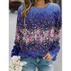Fashion Women's Crew Neck Long Sleeve 3D Casual Color Printing Casual Long Sleeve T-Shirt