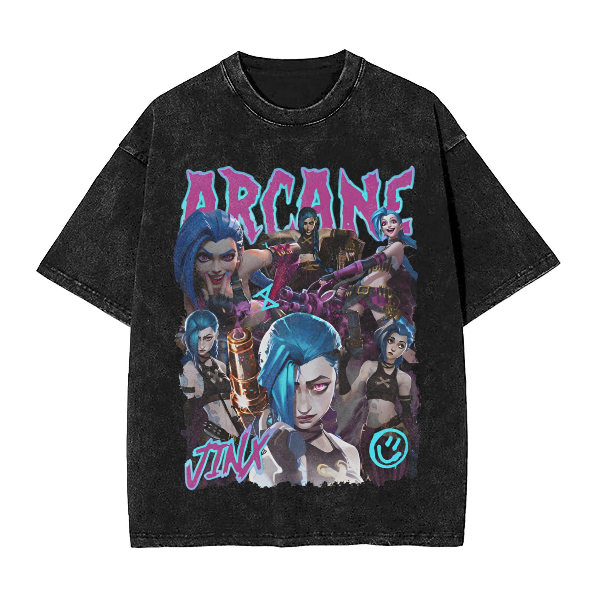 

Summer Baby Girl Viktor Arcane Baby Girl Washed T Shirts Jinx Accessories Oversize TShirt Game Unisex Women Tees S