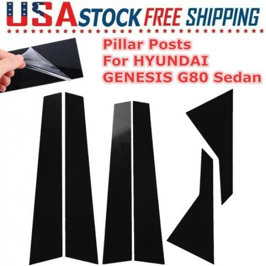 Fit HYUNDAI GENESIS G80 Sedan Gloss Black Pillar Posts Window Trim Cover 2015-22