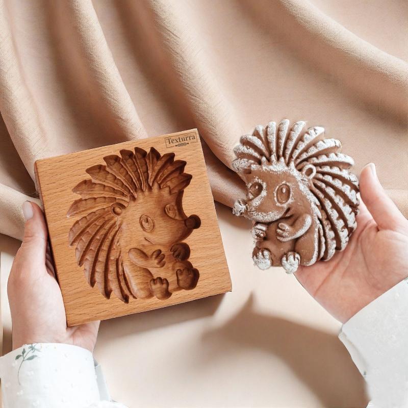 Holzplätzchenformen mit Tiermustern, 3D DIY geschnitzte geprägte Keksstempelformen, Vogel, Gans, Pferd, Igel