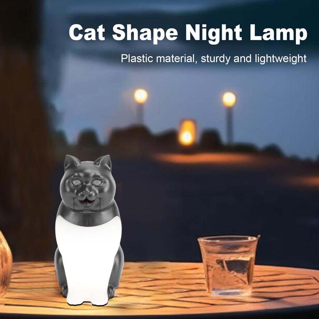 Cute Night Light Small Cat Figurine Ambiance Decoration Lamp for Bedroom Bedside Living Room Camping Tent