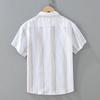 Foreign Trade Surplus Summer Striped Short-Sleeve Cotton-Linen Shirt for Men, Loose Simple Shirt, Trendy Casual Thin Top