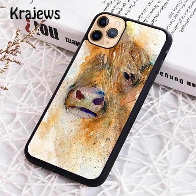 Krajews Animal cattle cow watercolor painting Phone Case For iPhone 17 Air 16 15 14 plus 11 12 13 pro max coque Fundas