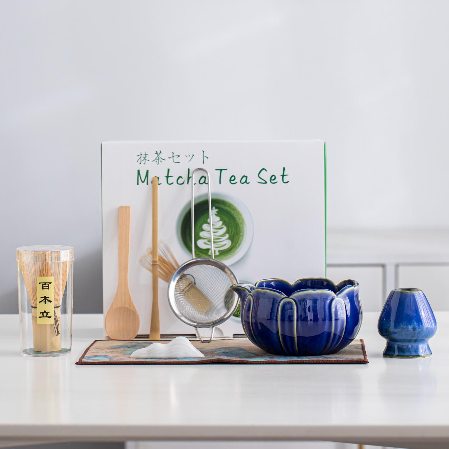 

Набор для японской матчи 8 шт./набор Чайная посуда Чаша для матчи Венчик для чая с чайной ложкой Ситечко Чайная кисточка Элегантный чайный сервиз с подарочной коробкой