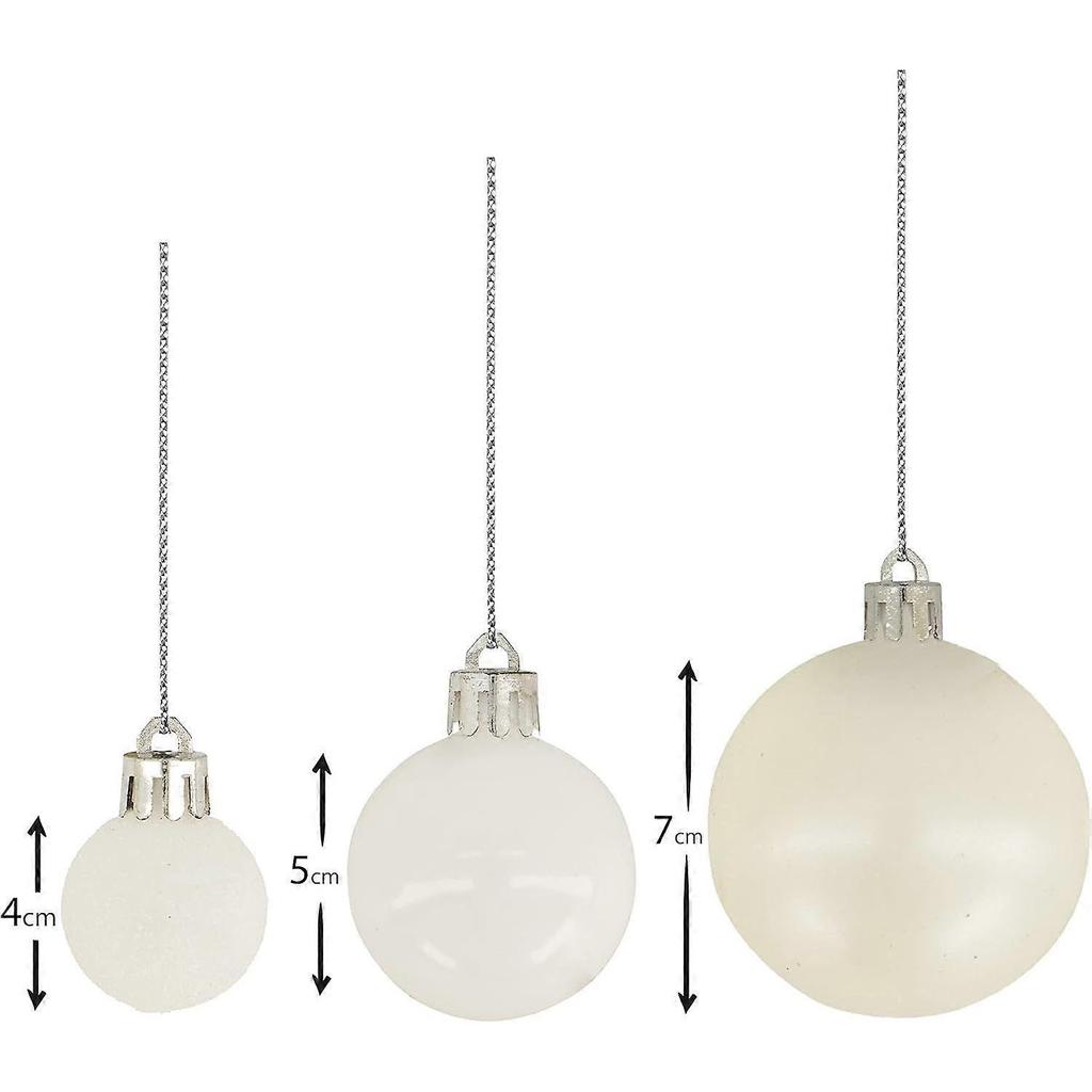 100pcs Christmas Baubles Shatterproof Balls Christmas Tree Decoration Ornaments for Xmas Hanging Decorations (White)