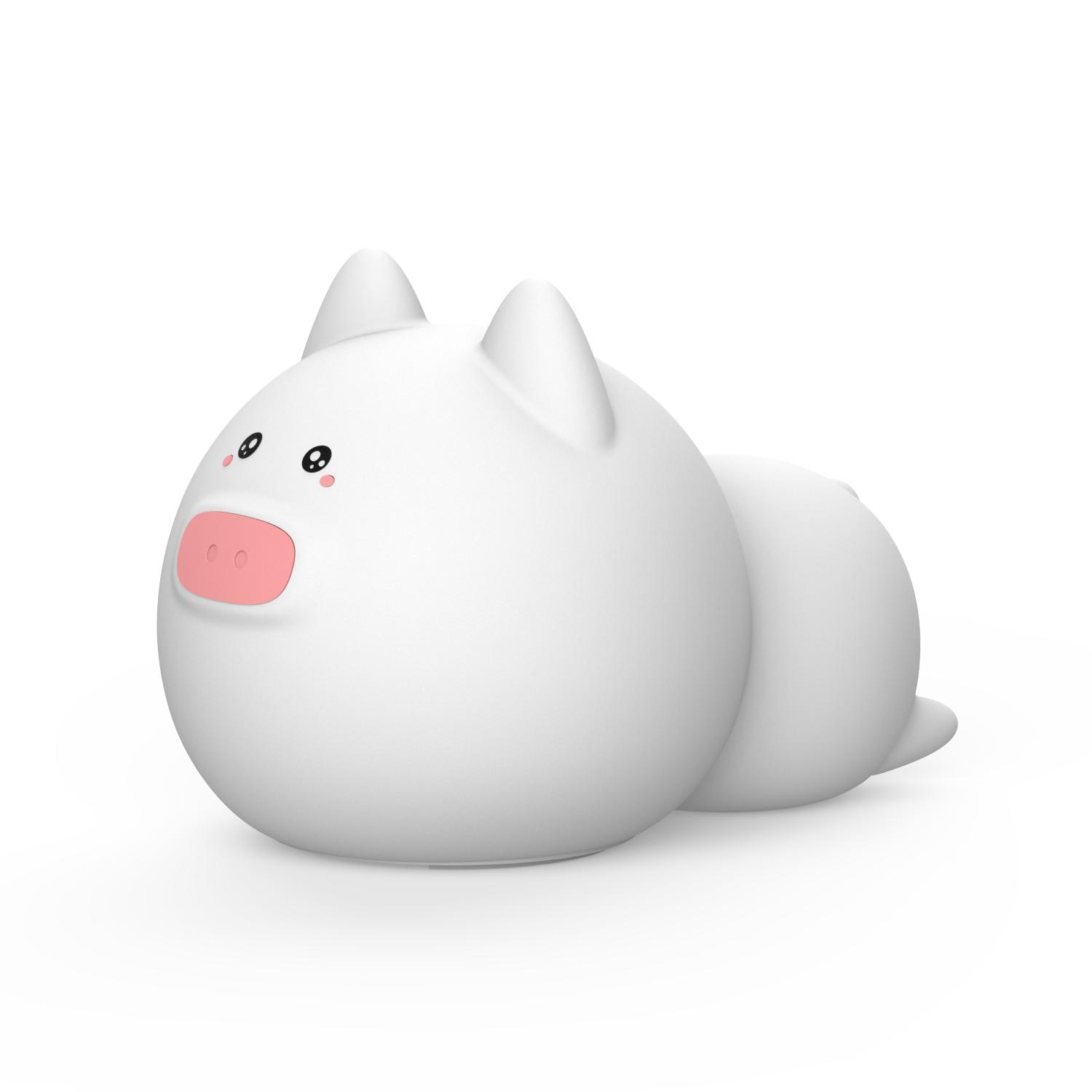 Children Night Light Best Selling Mini Pig Silicone Night Light 3&Small белый