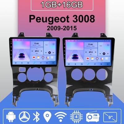 Autoradio mit Android Auto und CarPlay für Peugeot 3008 (2009–2015): Multimedia-Player, Headunit, Stereoanlage, GPS-Navigation, Bluetooth, WLAN, 1 GB RAM + 16 GB Speicher