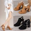 Women Sandals Ladies High Heels Sandals Fashion Fish Mouth Hollow Roma 2024 Summer Shoes Casual Belt Buckle Peep Toe Footwear