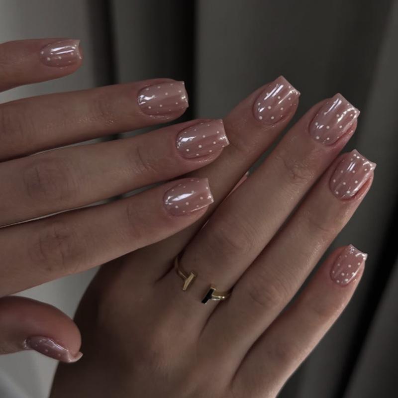 Coating flash simple wearing nail nail nail piece white polka dot hot-selling wearing fake nail