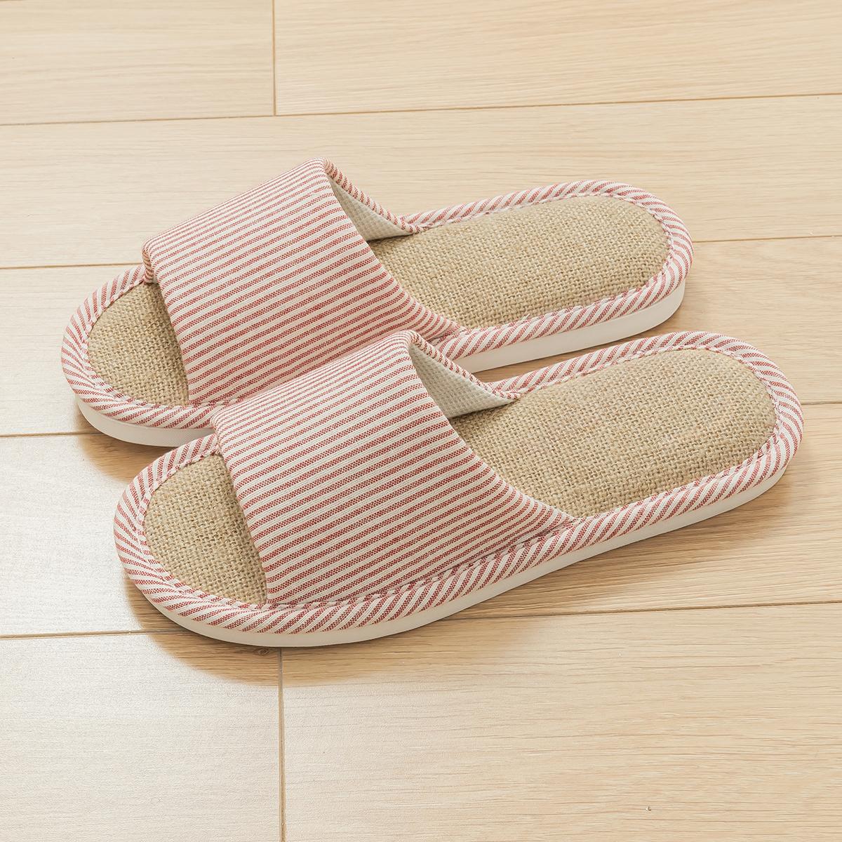 

Льняные женские домашние тапочки, плоские, легкие, комнатные шлепанцы, повседневные, удобные, нескользящие тапочки, дышащие, мягкие, мужские тапочки для гостиной 40-41 красный