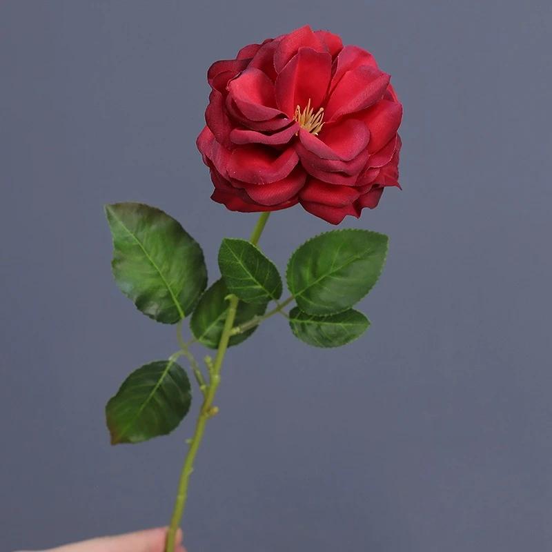 

Silk Red Roses Plant Floral Simulation Flowers Bedroom Decoration Artificial Chinese Rose Branch Fake Flower Balcony Decorative 12pcs