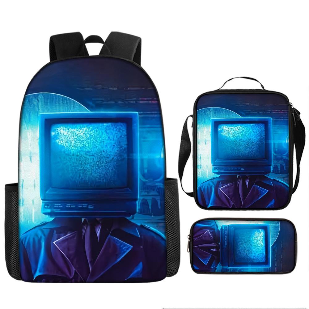 Skibidi toiletman schooltas titan monitorman rugzak schoudertas etui driekoppige set