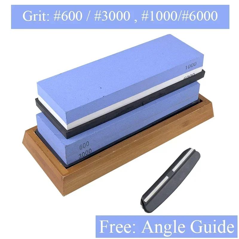 400 1000 3000 Grit Double-sided Sharpening Stone Base Angle Guide Set Kitchen Knife Sharpener Grinding Whetstone Apex Egde Blade