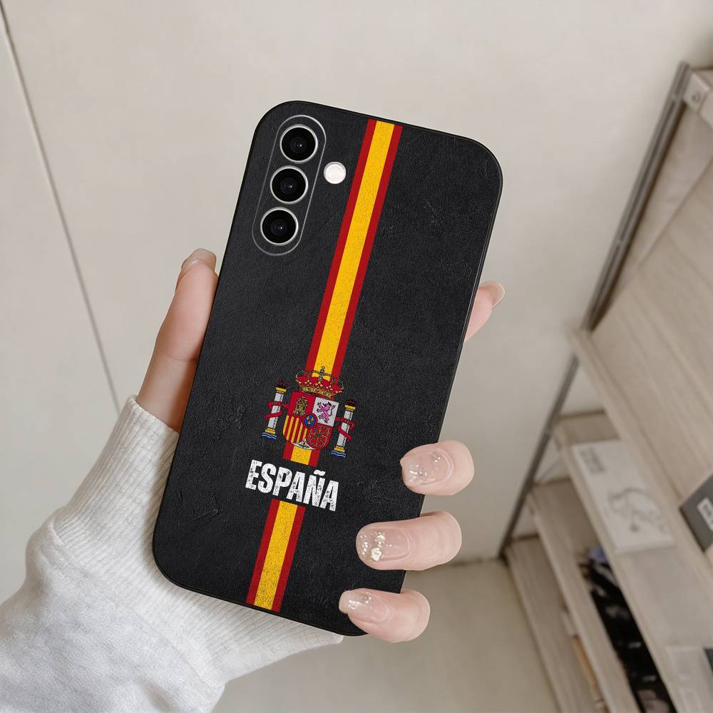S-Spain Spanish Flag Art  Phone Case For Samsung Galaxy A73,A72,A71,A70,A53,A52,A51,Others Soft Black Cover