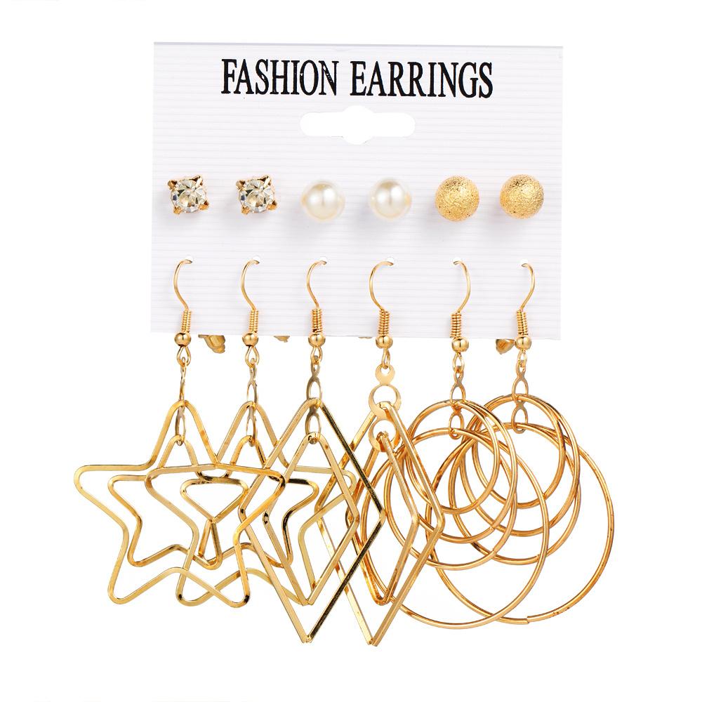 

Набор женских серег-капель с геометрическим рисунком звезды