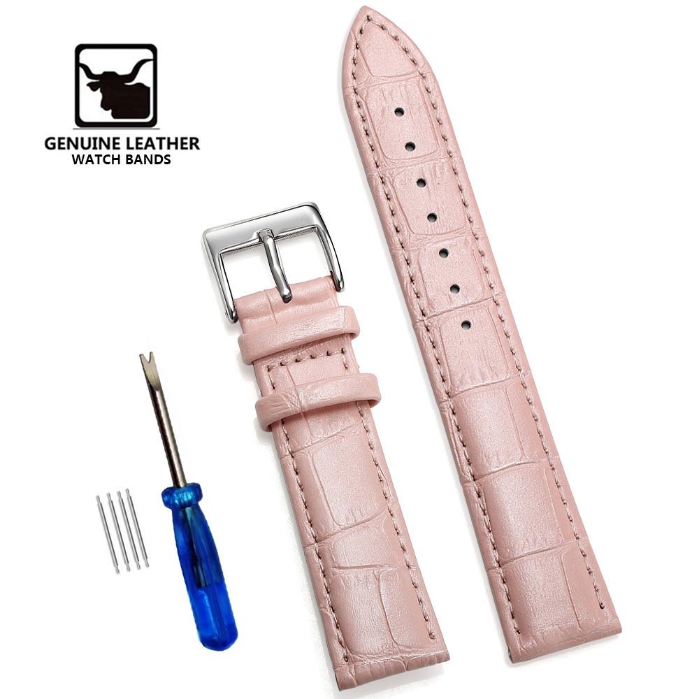 Cowhide Genuine Leather Watch Strap 12/14/16/18/20/22/24 mm Watch Pin buckle Band Soft Wrist Watchband Bracelet + Tool