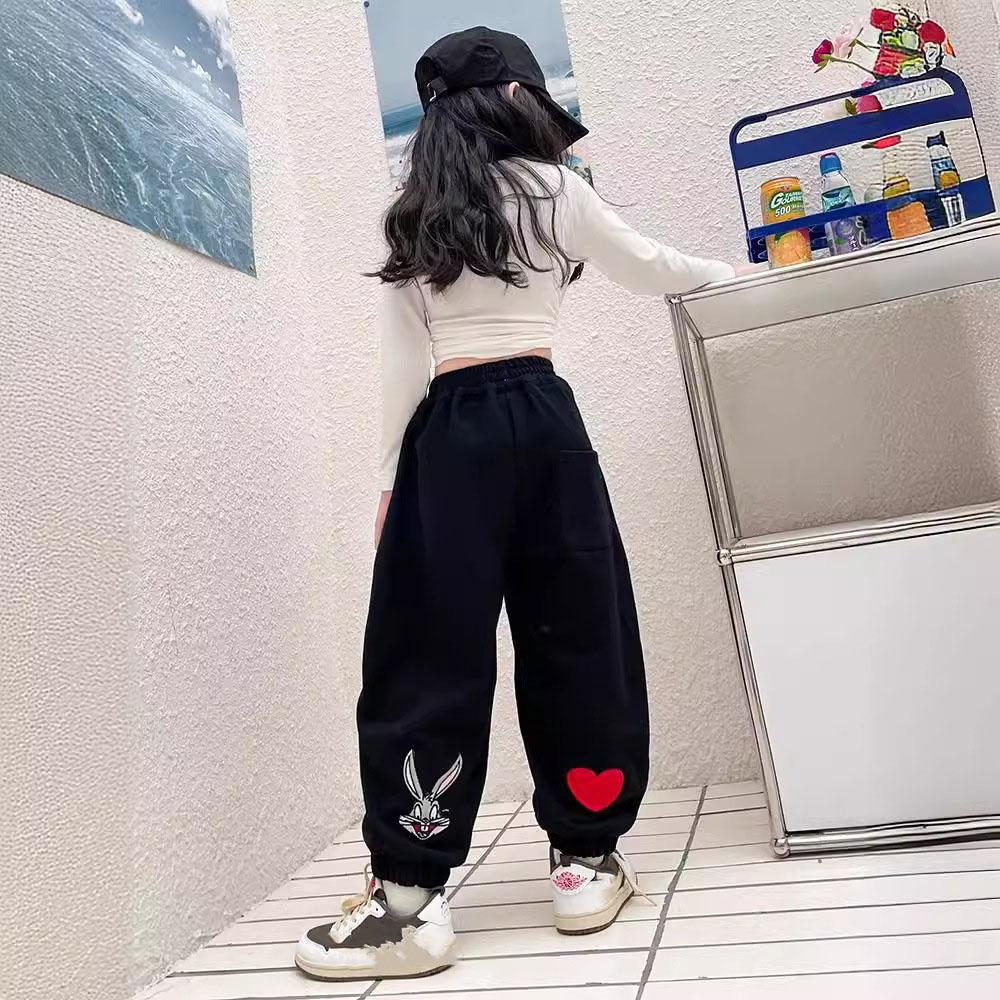 

Стильные детские брюки весна-осень, свободный крой, повседневные брюки для девочек, большие и средние размеры для детей 130cm чёрный