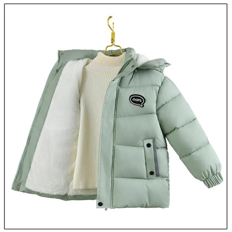 Winter Boys Jacket Long Solid Color Berber Fleece Lining Thick Warm Hooded Parka Teen Boy Snowsuit