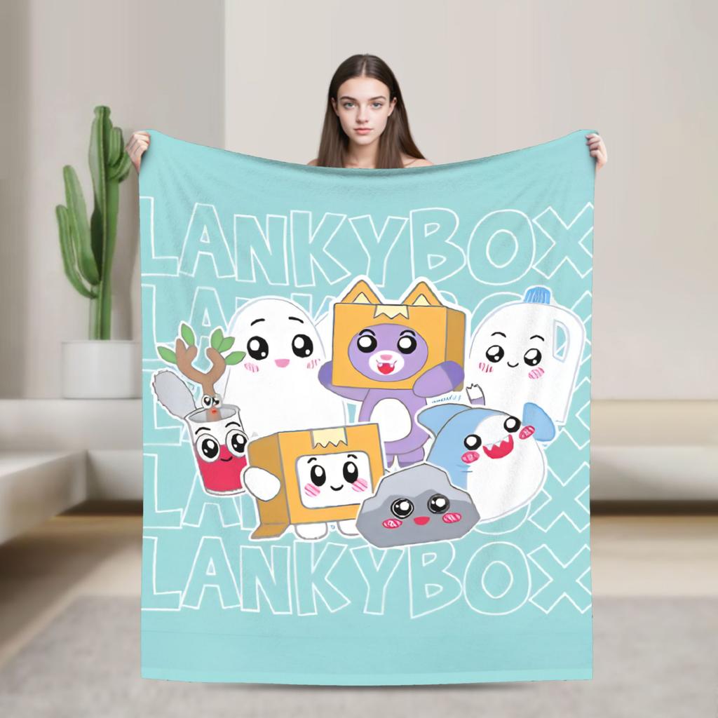 Foxy Boxy and Rocky Lankybox Blanket Soft Warm Novelty Plush Throw Blanket For Couch Bed Camping Flannel Bedspread Bed Cover
