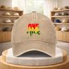 One Love Reggae Print Washed Baseball Cap Adjustable Cotton Outdoor Sports Hat Unisex