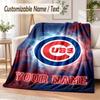 Flanellteppe med tilpasset tekst Chicago Cubs-trykk Varmt og koselig teppe Hjemme Sofa Sengeklær