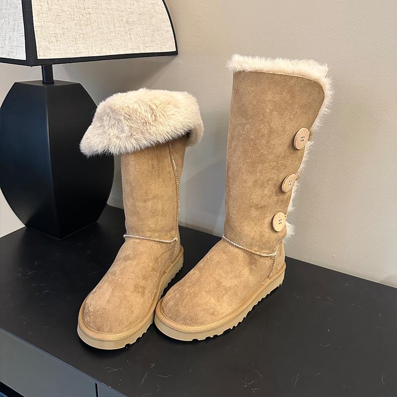 

Thick-soled snow boots women s 2025 winter new velvet thickened non-slip warm high knight boots Northeast maroon cotton boots 40