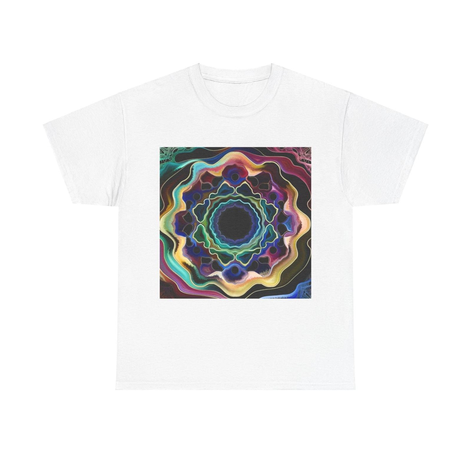 Unisex Adult T Shirt Mandala Keyhole Abstract Art Colors 2XL