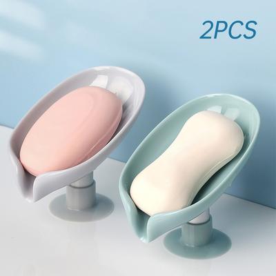 1/2PCS Soap Holder Leaf Shape Soap Tray Bathroom Shower Drain Soap Dish Soap Storage Container For Kitchen Bathroom Accessories