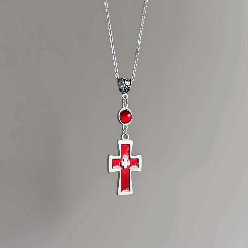 Blood Red Cross Gothic Clavicle Necklace - Women's Punk Style Jewelry