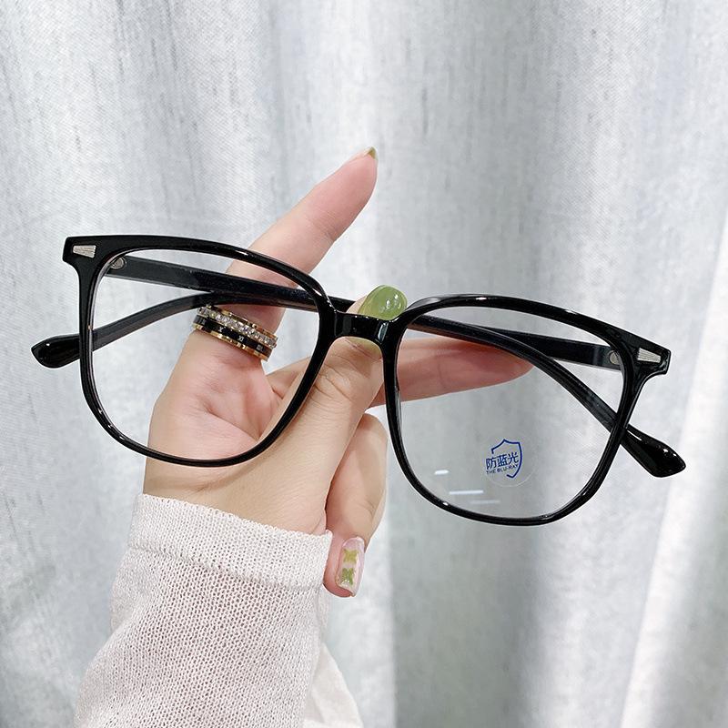 Korean Style Anti-Blue Light Glasses for Large Face - No Makeup Slimming Square Frame