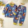 Pantaloni invernali per bambini a maniche lunghe o collo T-shirt Set pantaloni larghi casual da 2 pezzi in cotone con stampe di cartoni animati