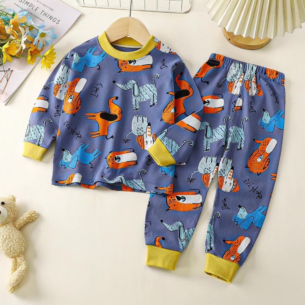 Pantaloni invernali per bambini a maniche lunghe o collo T-shirt Set pantaloni larghi casual da 2 pezzi in cotone con stampe di cartoni animati