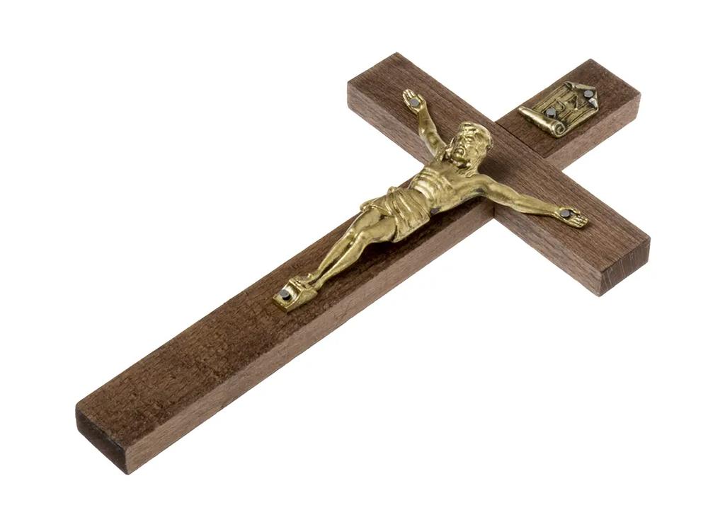 Croce sospesa in legno, marrone 10,5 x 20 cm