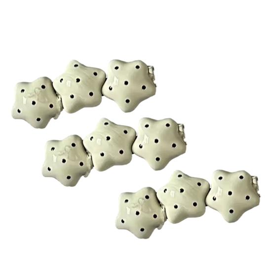 

3Pcs Girl Hairpins Dot Print Star Design Glossy Resin Hair Clips Stable Grip No Damage Side Bangs Hair Pins Hair Accessories белый