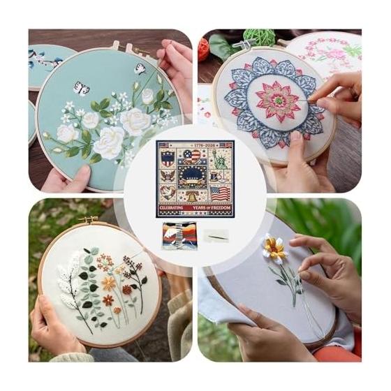 Embroidery Kit, Art Craft Sewing Project Set - Embroidery Practice Kit | For Families, Friends, Colleagues, Enthusiasts, Hobbyists, Beginners, Men,