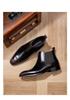 Men's British Style Genuine Cowhide Chelsea Boots - Shiny, Slip-On, Versatile High-Top Leather Footwear for Autumn/Winter