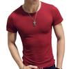 T-shirt da uomo slim alla moda Camicia da uomo in cotone traspirante morbida e confortevole Fitness e tempo libero