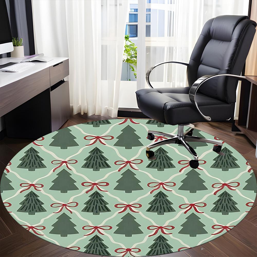 1pc Christmas Wrapping Office Round Rug, Non-slip, Soft and Durable Office Rug for Interior Decoration, Perfect for Office, Beautiful Decoration Yy260