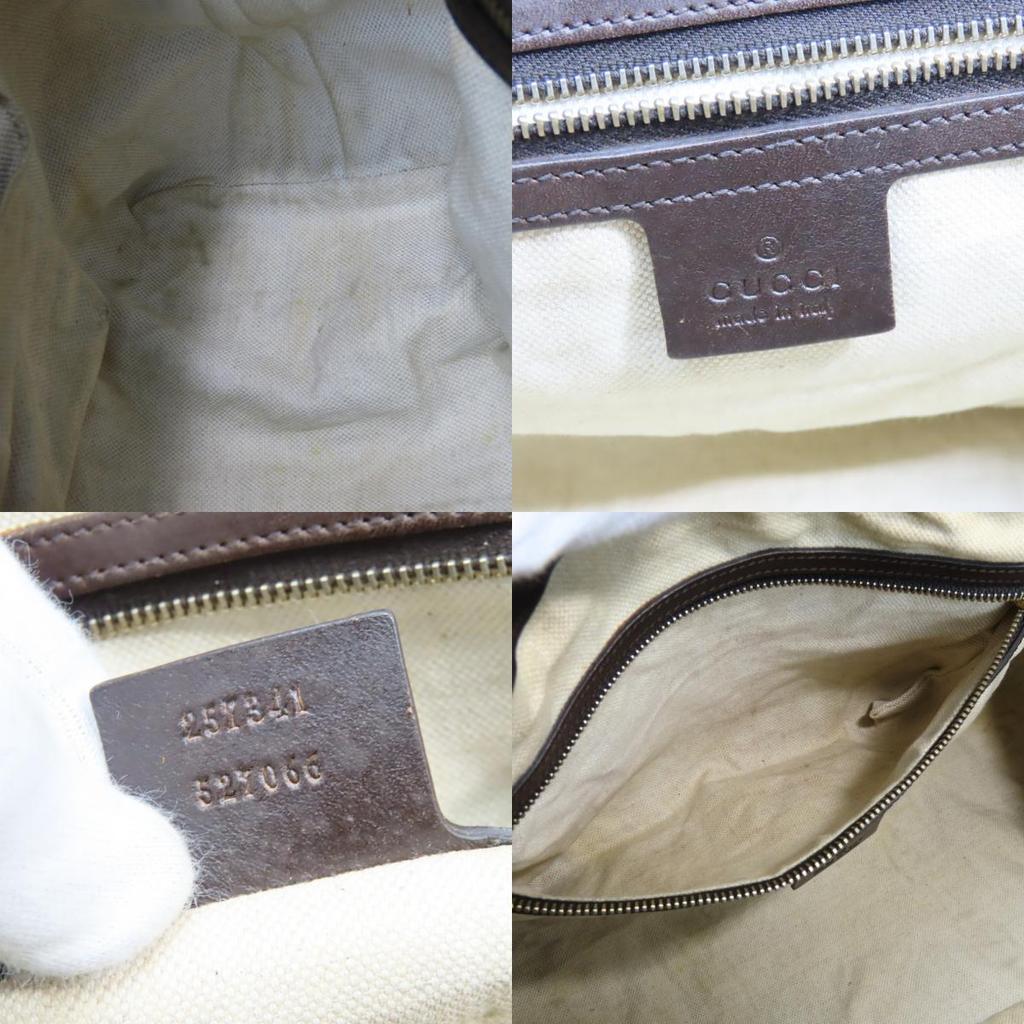 Used GUCCI Handbag Sherry Line 257341 GG Canvas/leather Beige Dark Brown