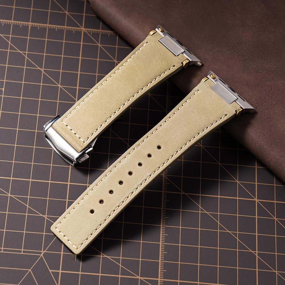 Leather Strap for Apple Watch Ultra 3 2 49mm Series 11 10 46mm Business Men Band for iWatch 9 8 7 45mm 6 5 4 Se 3 44mm Bracelet