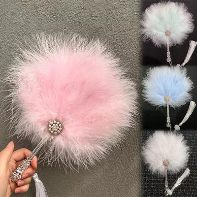 With Tassels Fairy Feather Fan Fluffy Dance Hand Fan Vintage Craft Fan