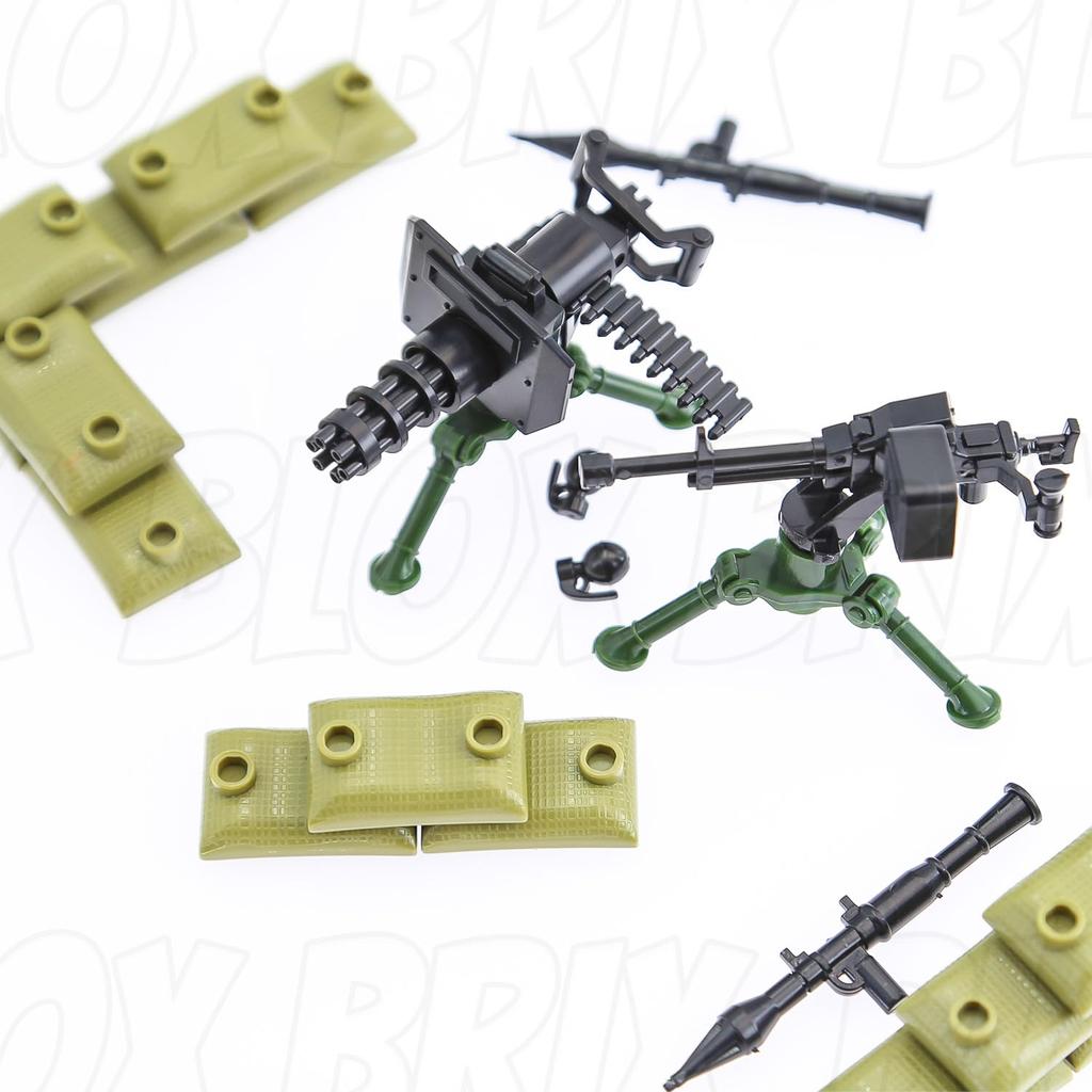 BloxBrix 106-Piece Weapon - Machine Gun - LEGO Gun Compatible Rifle, Minifigure - Add-on - Military Base Toy - Soldier - Police, WWII - Modern - SWAT