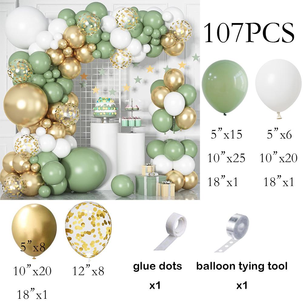

Sage Green Balloons Garland White Gold Confetti Balloon Arch Kit Baby Shower Birthday Party Wedding Graduation Decoration Globos AS Picture