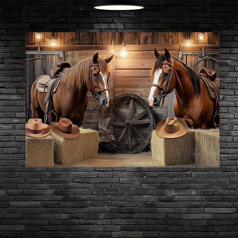 American Country Cowboy Style Decorative Tapestry Ranch Theme Store Photography Studio Background Retro Wild Style 74x94cm(29x37in)
