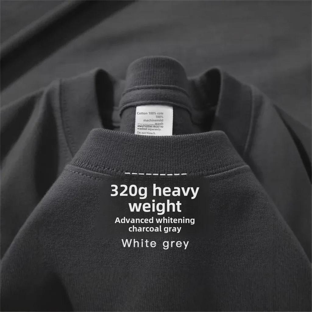 320g Heavyweight White Cotton Short-Sleeve T-Shirt for Men and Women - Thick, Non-Transparent, Loose Fit, Perfect for Summer. 