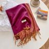 2024 High-End Versatile Women's Cashmere Scarf Shawl - Solid Color for Autumn & Winter Warmth